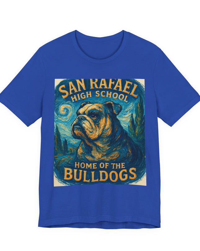 "San Rafael High School Home of the Bulldogs Vincent Van Gogh Style" Unisex Jersey Short Sleeve Tee
