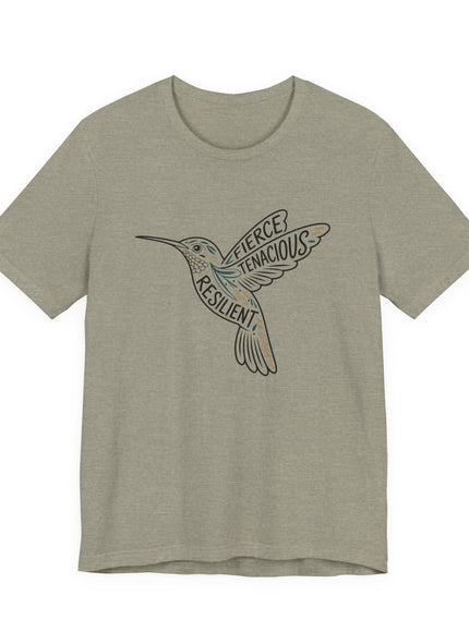 "Hummingbird with words in it" Unisex Jersey Short Sleeve Tee