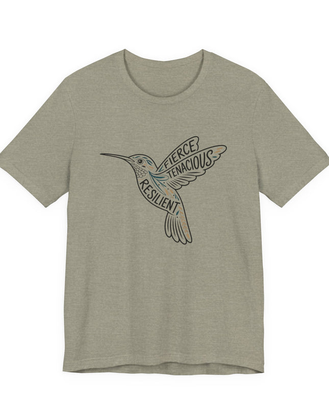 "Hummingbird with words in it" Unisex Jersey Short Sleeve Tee