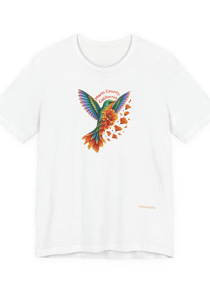 "Hummingbird and Poppies" Unisex Jersey Short Sleeve Tee