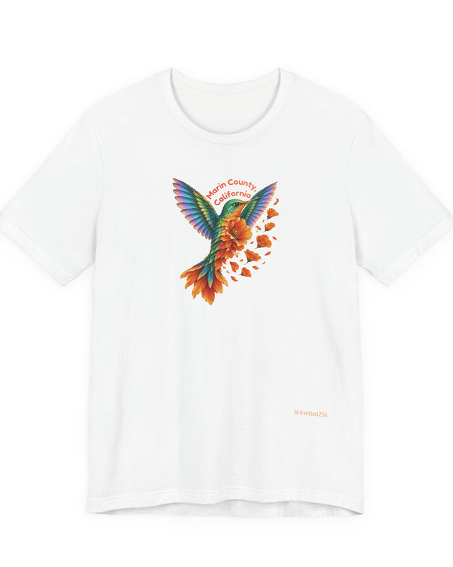 "Hummingbird and Poppies" Unisex Jersey Short Sleeve Tee