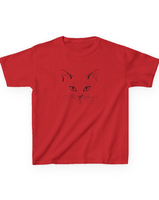 "Cat Face Sketch" Kids Heavy Cotton Tee