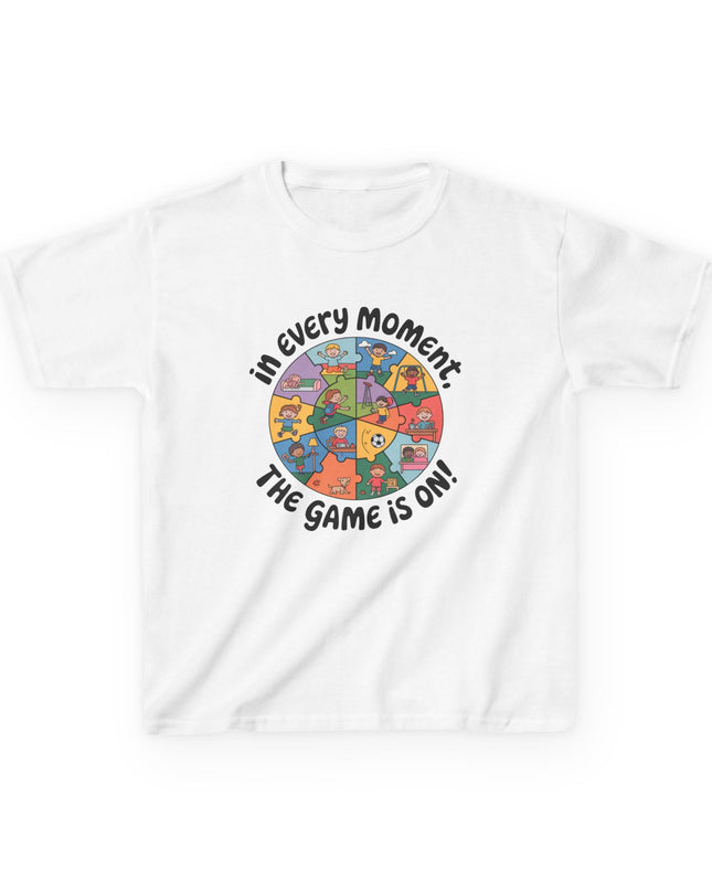 "In every moment, the game is on" Kids Short Sleeve Tee