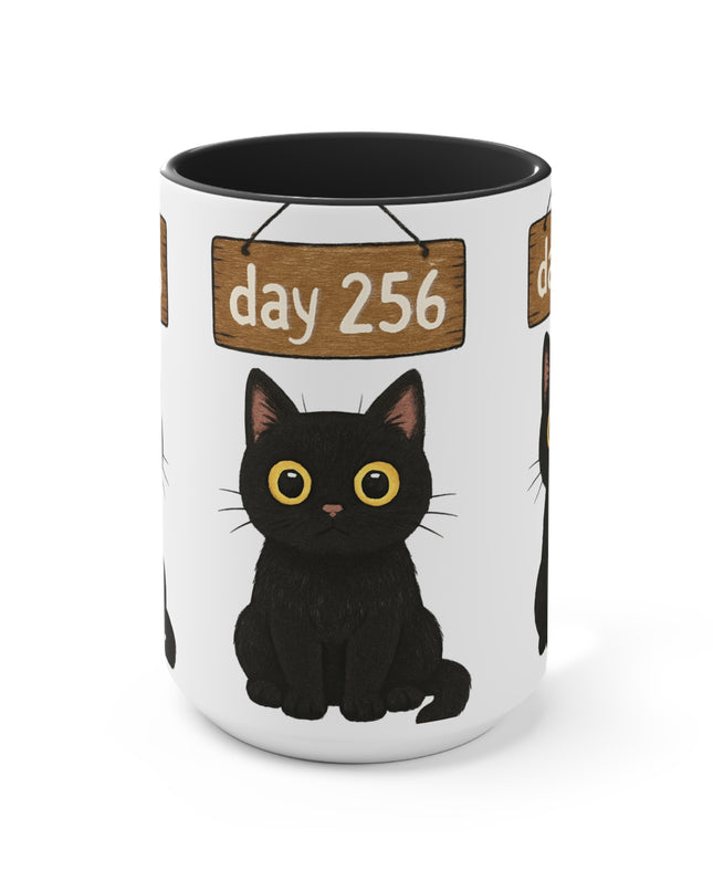 "Day 256 Not Blinking Black Cat" Accent Mug