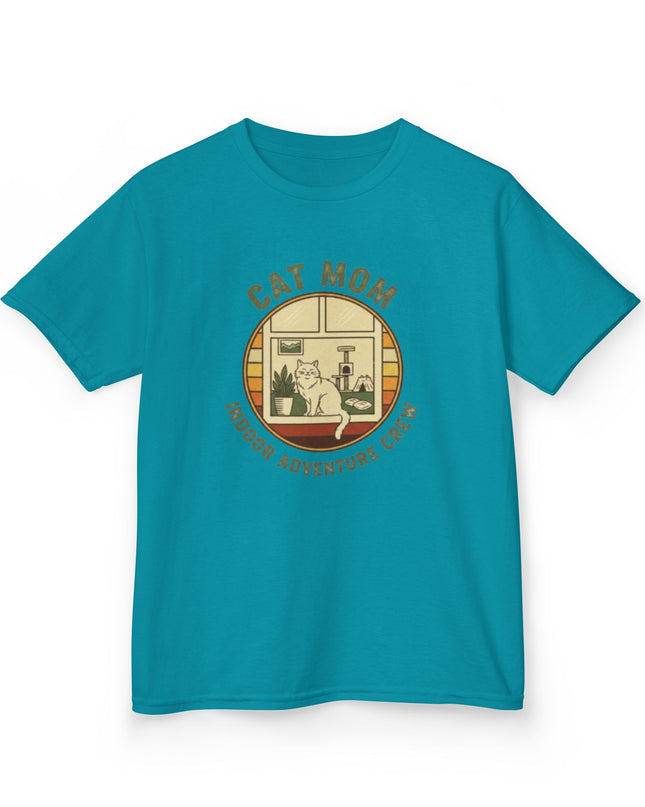 "Cat Mom Indoor Adventure Crew" Kids Heavy Cotton Tee
