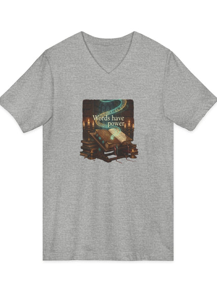 "Words Have Power" Unisex Jersey Short Sleeve V-Neck Tee