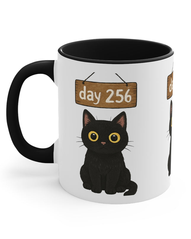 "Day 256 Not Blinking Black Cat" Accent Mug