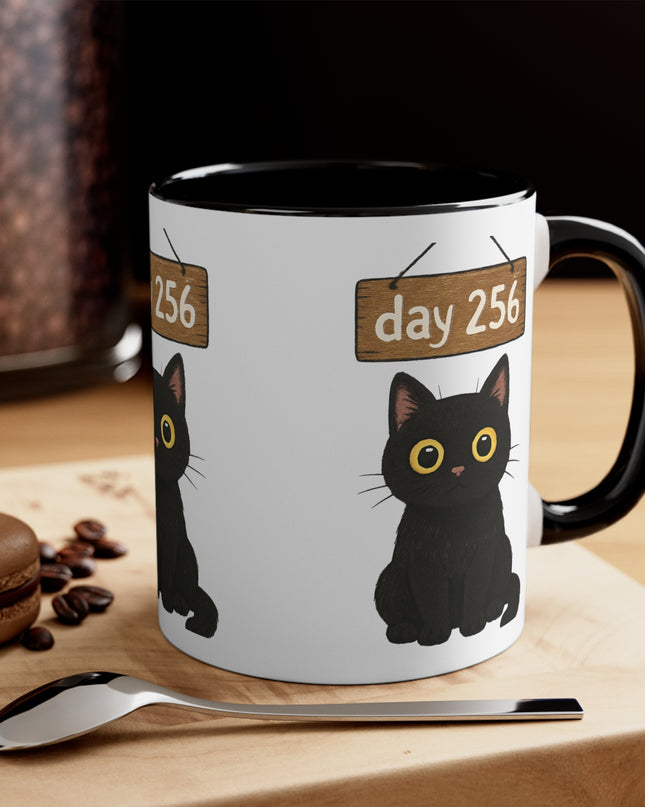 "Day 256 Not Blinking Black Cat" Accent Mug
