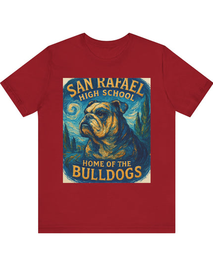 "San Rafael High School Home of the Bulldogs Vincent Van Gogh Style" Unisex Jersey Short Sleeve Tee
