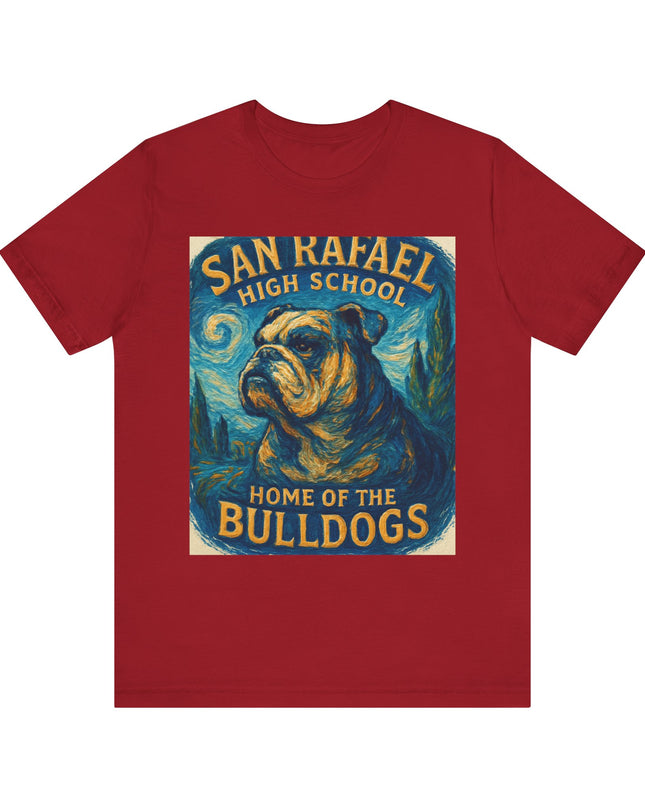 "San Rafael High School Home of the Bulldogs Vincent Van Gogh Style" Unisex Jersey Short Sleeve Tee