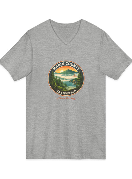 "Marin County, Above the Fog" Unisex Jersey Short Sleeve V-Neck Tee