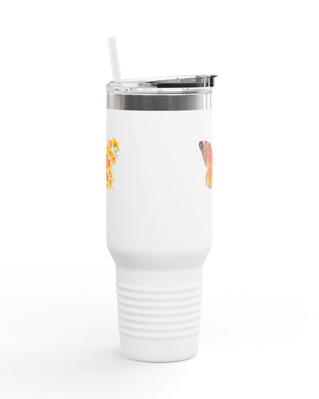 "Butterfly Poppies" Insulated Travel Mug, 40oz