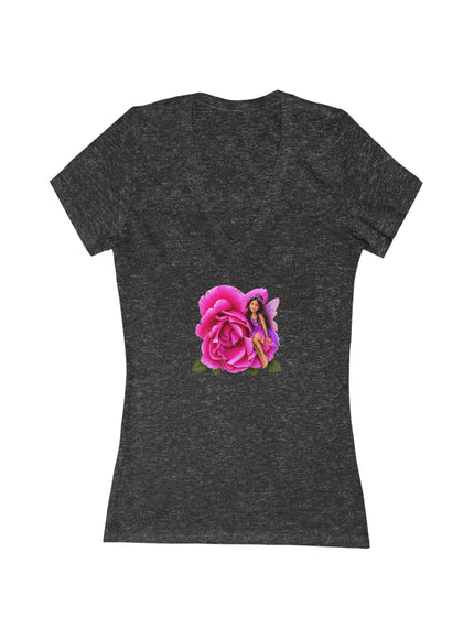 "Rose Fairy" Women's Jersey Short Sleeve Deep V-Neck Tee