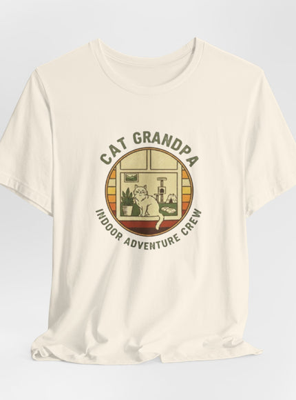 "Cat Grandpa Indoor Adventure Crew" Unisex Jersey Short Sleeve Tee