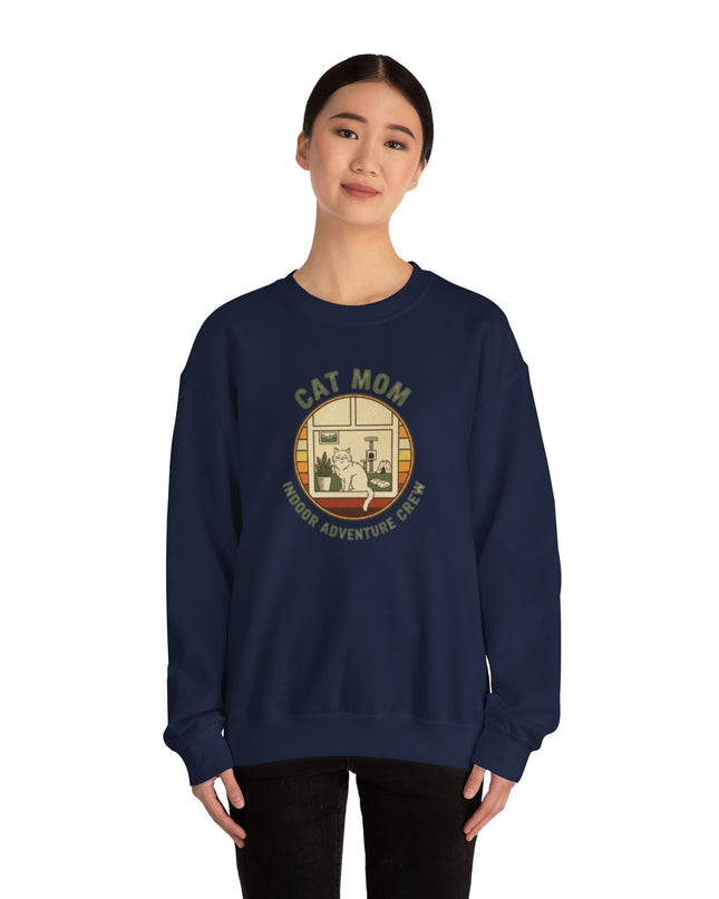 "Cat Mom Indoor Adventure Crew" Unisex Adult Sweatshirt