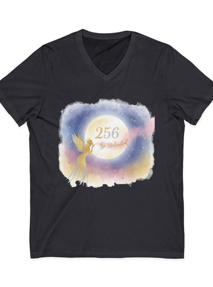 "Angel Whispers Be Unlimited 256" Unisex Jersey Short Sleeve V-Neck Tee
