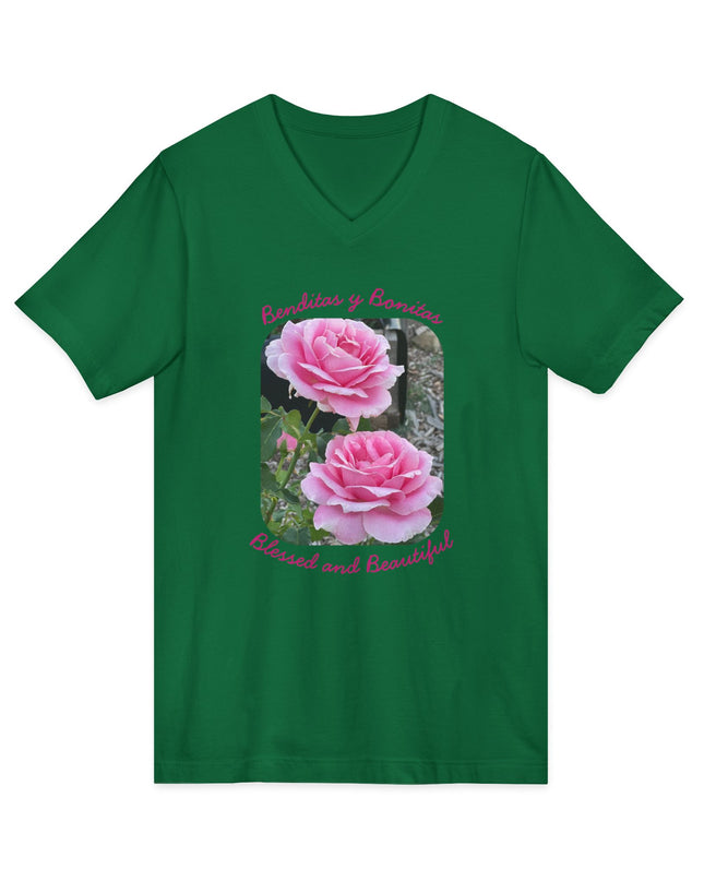 "Blessed and Beautiful" Ladies' V-Neck T-Shirt