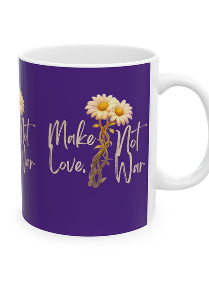 "Make Love Not War With Flower" Ceramic Mug, (11oz, 15oz)