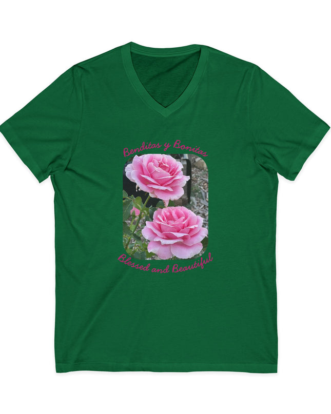 "Blessed and Beautiful" Ladies' V-Neck T-Shirt