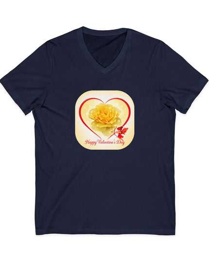 "Happy Valentine's Day" Unisex Jersey Short Sleeve V-Neck Tee