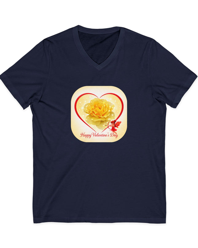 "Happy Valentine's Day" Unisex Jersey Short Sleeve V-Neck Tee