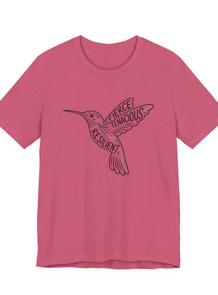 "Hummingbird with words in it" Unisex Jersey Short Sleeve Tee