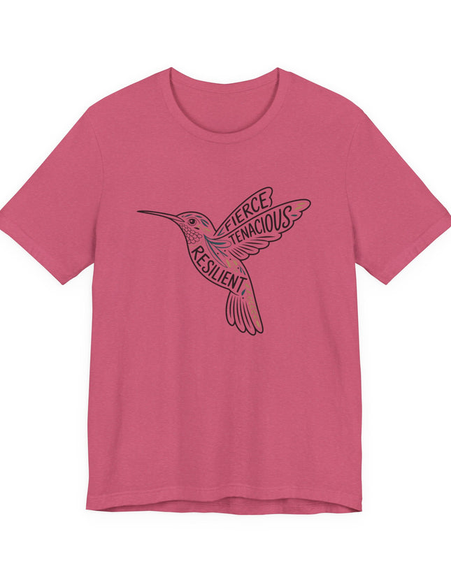 "Hummingbird with words in it" Unisex Jersey Short Sleeve Tee