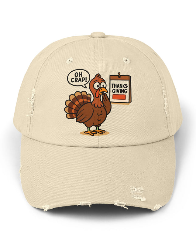 "Oh crap, Thanksgiving" Unisex Distressed Cap