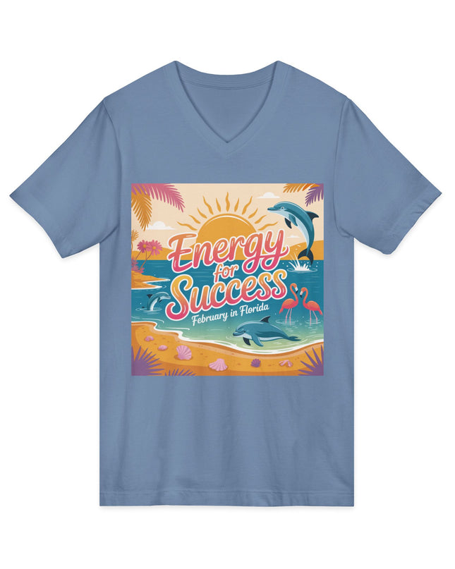"February in Florida, Energy for Success" Ladies' V-Neck T-Shirt