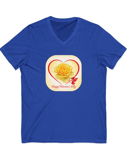 "Happy Valentine's Day" Unisex Jersey Short Sleeve V-Neck Tee