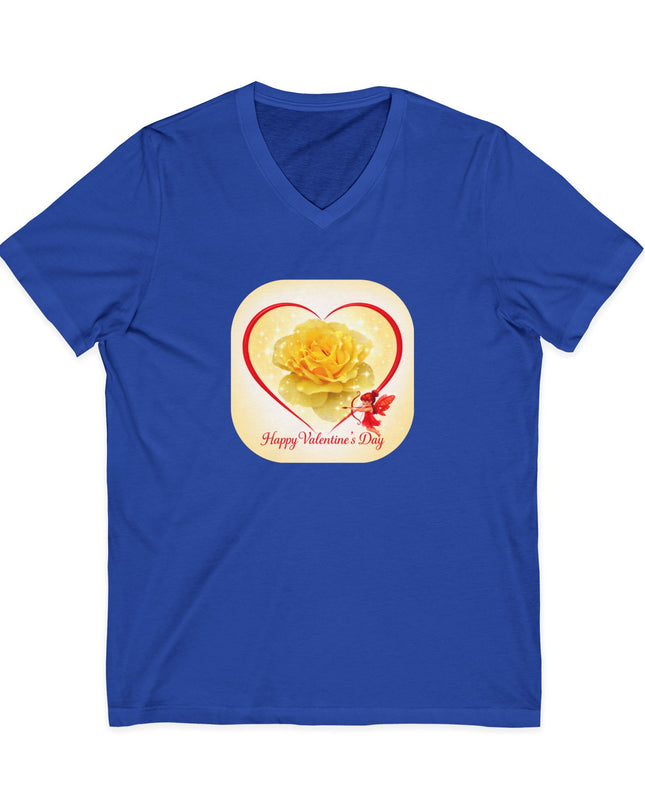 "Happy Valentine's Day" Unisex Jersey Short Sleeve V-Neck Tee