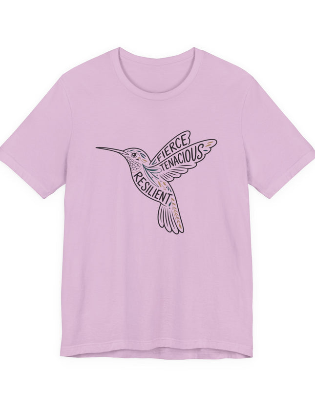 "Hummingbird with words in it" Unisex Jersey Short Sleeve Tee