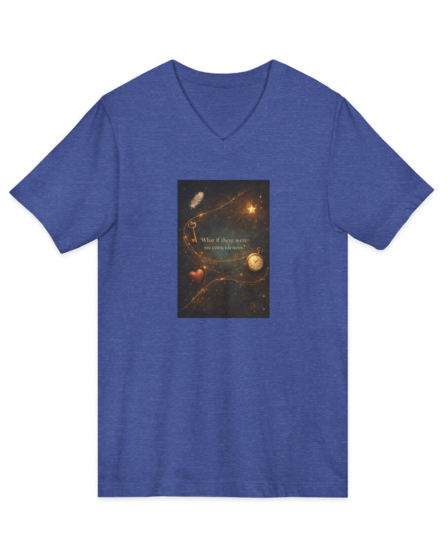"What If There Were No Coincidences" Unisex Jersey Short Sleeve V-Neck Tee