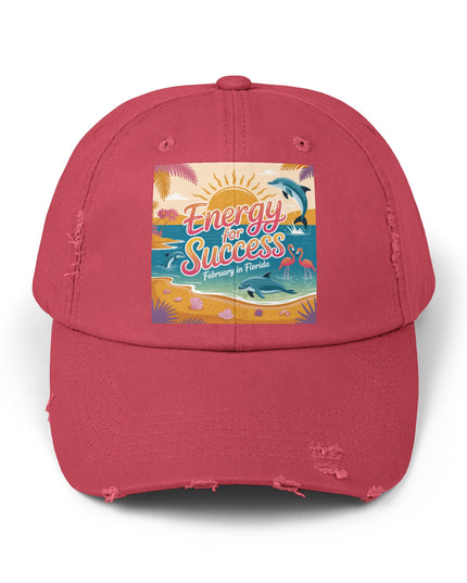 "February in Florida, Energy for Success" Unisex Distressed Cap