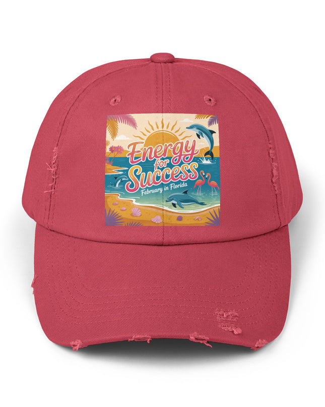 "February in Florida, Energy for Success" Unisex Distressed Cap