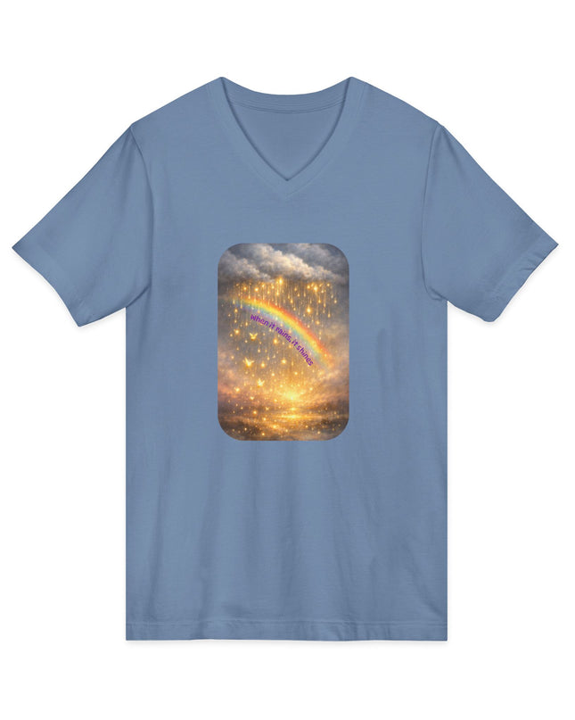 "When It Rains, It Shines" Unisex Jersey Short Sleeve V-Neck Tee