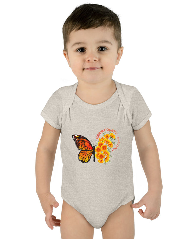 "Butterflies and Poppies Marin County, California" Infant Baby Rib Bodysuit