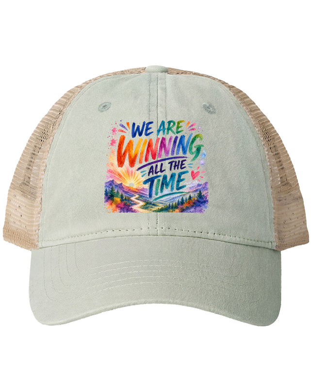 "We are Winning all the Time" Women's Washed Mesh-Back Cap