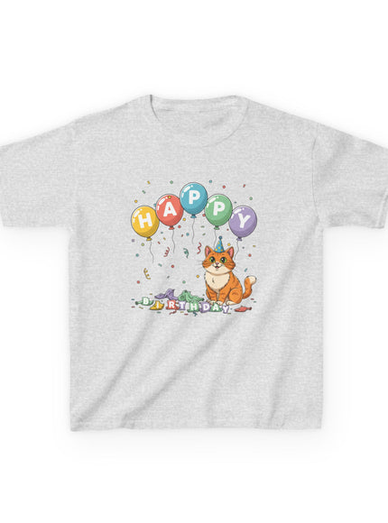 "Happy Birthday - Cat Popped the Balloons" Kids Heavy Cotton Tee