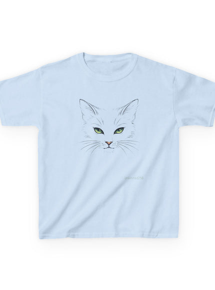 "Cat Face Sketch" Kids Heavy Cotton Tee