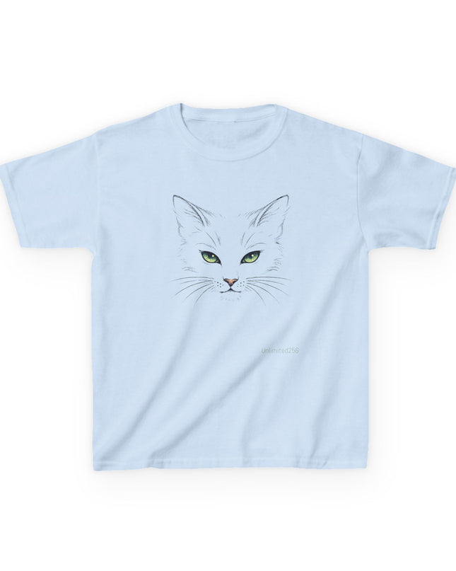 "Cat Face Sketch" Kids Heavy Cotton Tee