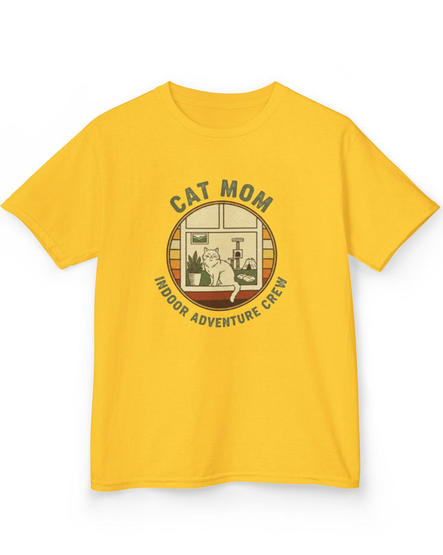 "Cat Mom Indoor Adventure Crew" Kids Heavy Cotton Tee