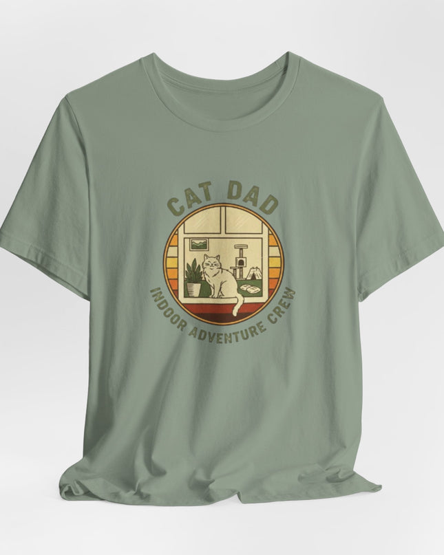 "Cat Dad Indoor Adventure Crew" Unisex Jersey Short Sleeve Tee