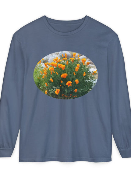 "California Poppies" Unisex Garment-dyed Long Sleeve T-Shirt