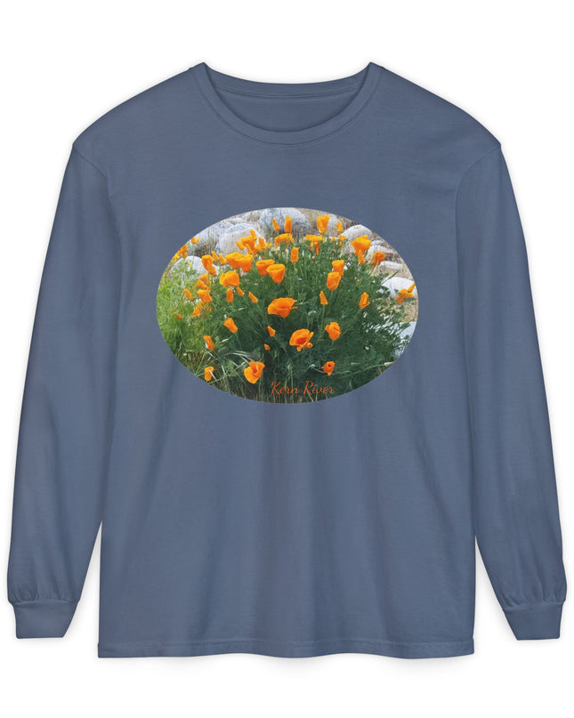 "California Poppies" Unisex Garment-dyed Long Sleeve T-Shirt