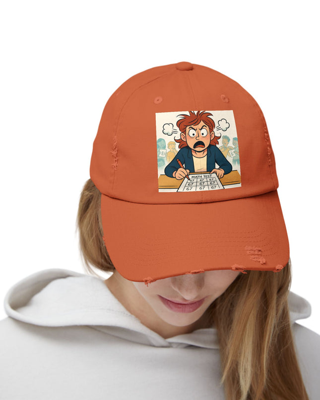 "67 with a Frustrated Math Teacher" - Unisex Distressed Cap