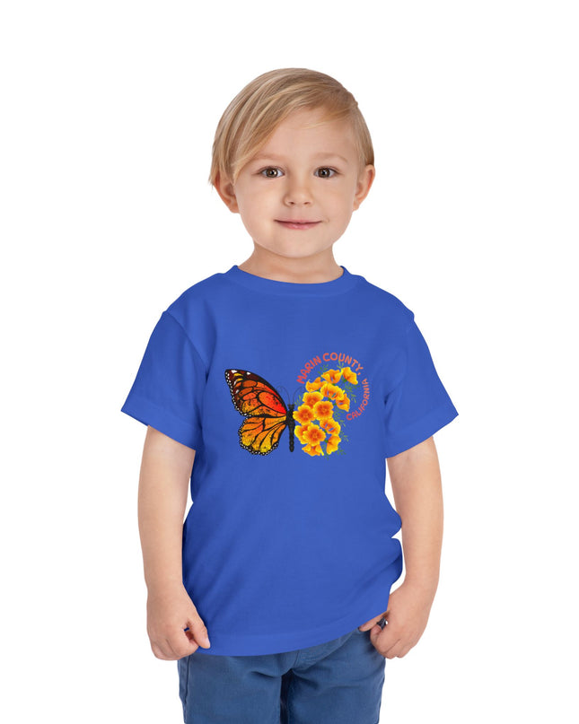 "Butterflies and Poppies Marin County, California" Toddler Short Sleeve Tee