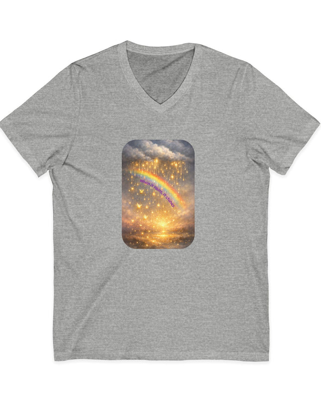 "When It Rains, It Shines" Unisex Jersey Short Sleeve V-Neck Tee