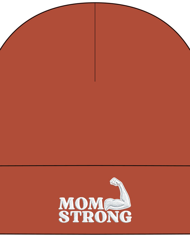 "Mom Strong (White embroidery)" Cuff Beanie