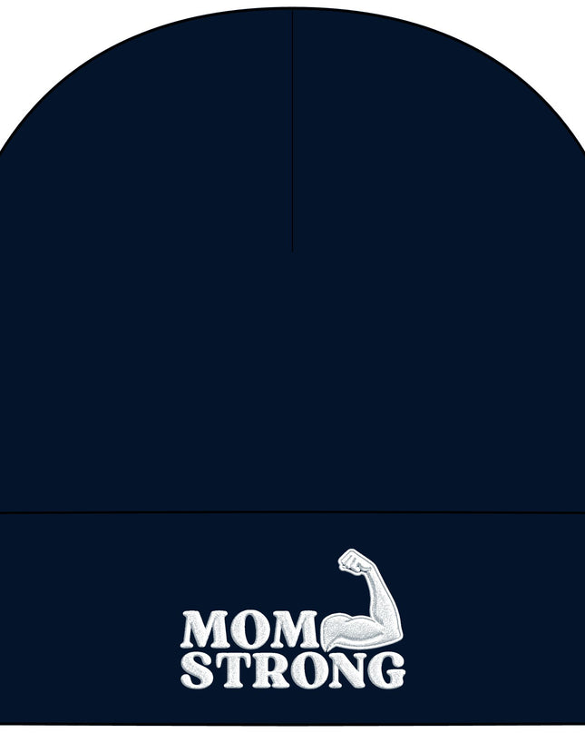 "Mom Strong (White embroidery)" Cuff Beanie